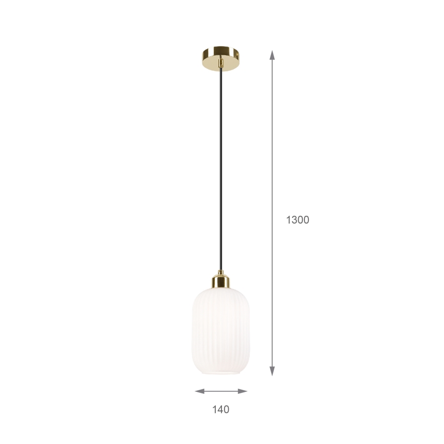 Lámpara colgante HARMA 1xE27/15W/230V diá. 14 cm blanco/dorado
