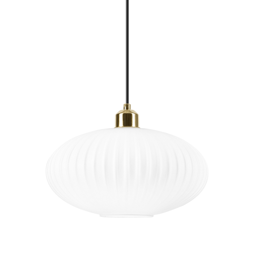 Lámpara colgante HARMA 1xE27/15W/230V diá. 30 cm blanco/dorado