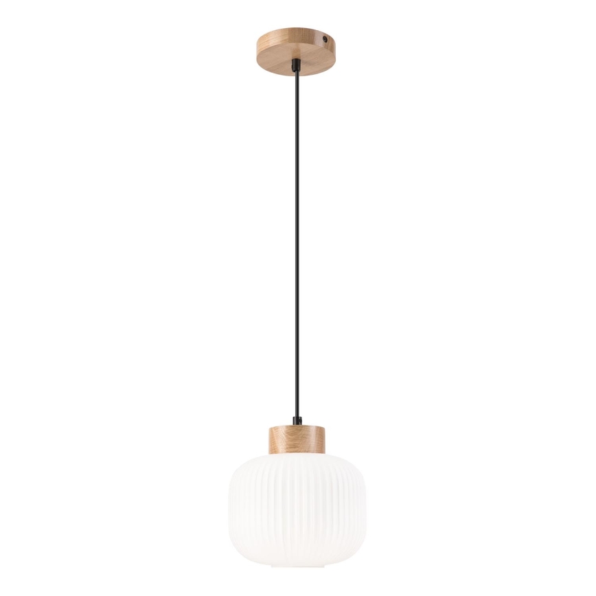 Lámpara colgante HARMONY 1xE27/15W/230V diá. 20 cm blanco/roble