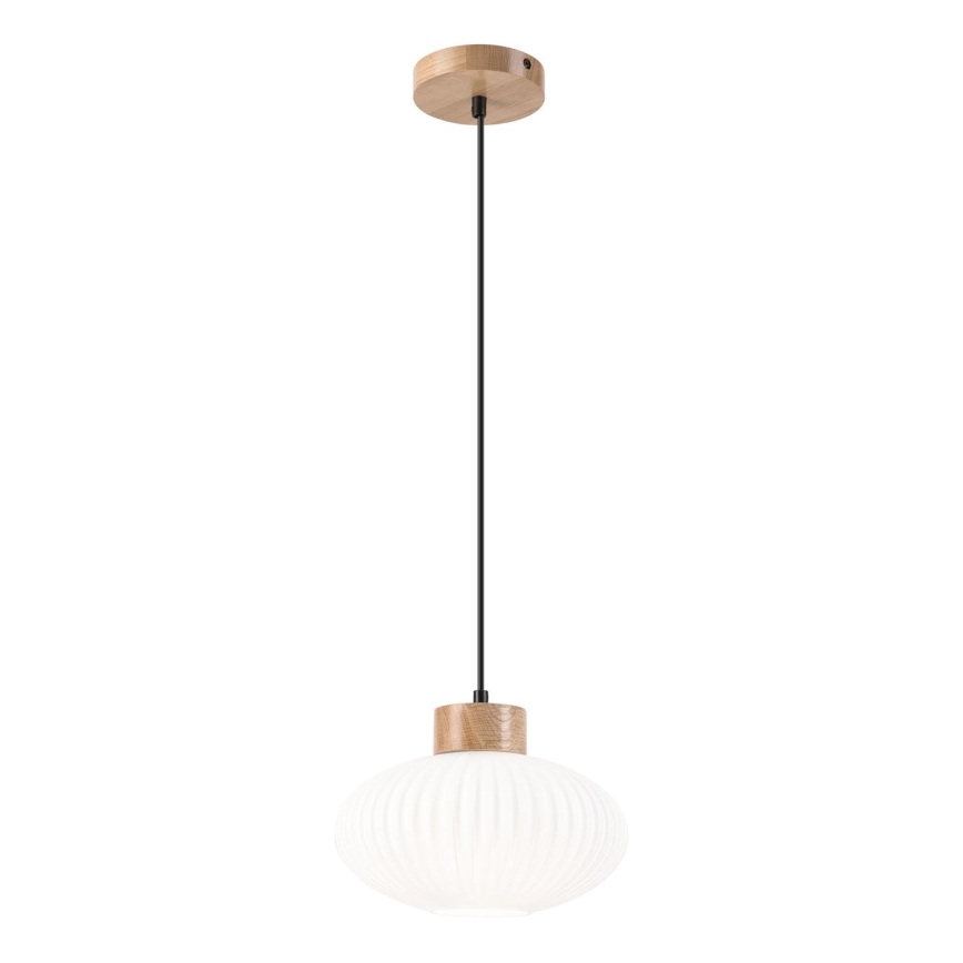 Lámpara colgante HARMONY 1xE27/15W/230V diá. 25 cm blanco/roble
