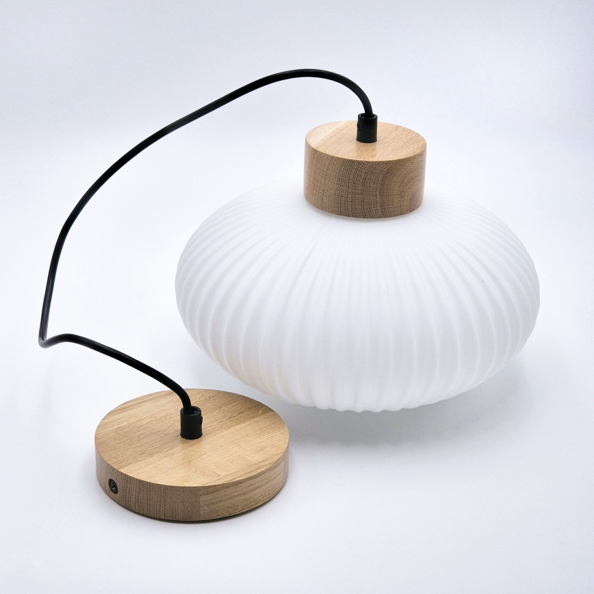 Lámpara colgante HARMONY 1xE27/15W/230V diá. 25 cm blanco/roble