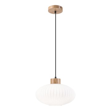 Lámpara colgante HARMONY 1xE27/15W/230V diá. 30 cm blanco/roble