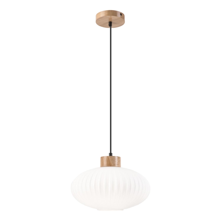 Lámpara colgante HARMONY 1xE27/15W/230V diá. 30 cm blanco/roble