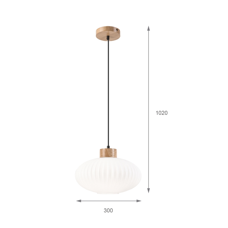 Lámpara colgante HARMONY 1xE27/15W/230V diá. 30 cm blanco/roble