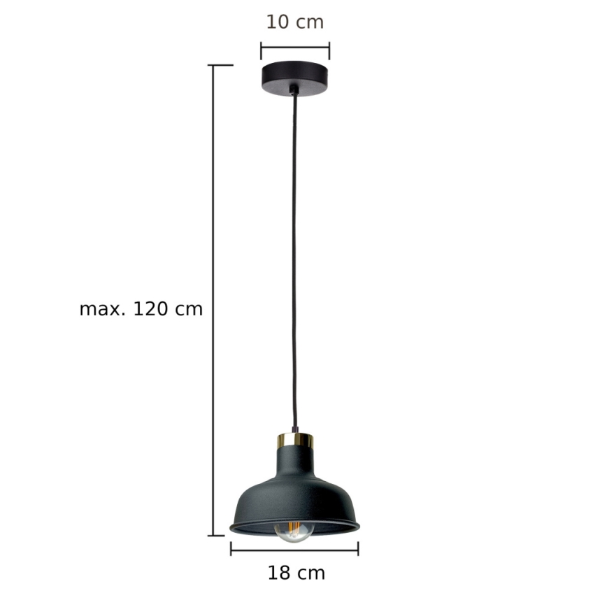 Lámpara colgante HEBE 1xE27/60W/230V negro