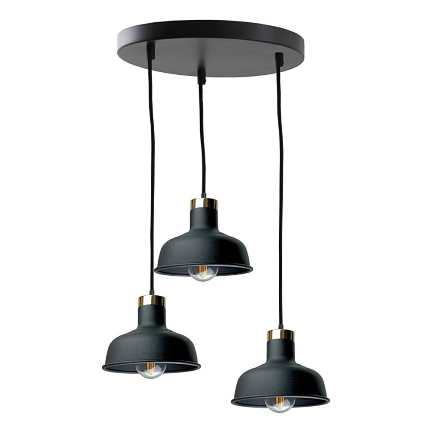 Lámpara colgante HEBE 3xE27/60W/230V negro