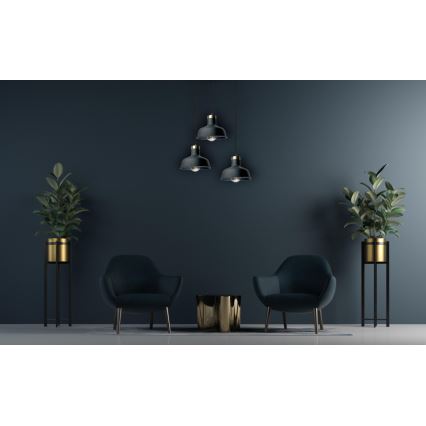 Lámpara colgante HEBE 3xE27/60W/230V negro