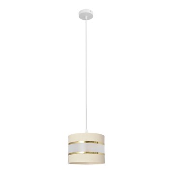 Lámpara colgante HELEN 1xE27/15W/230V diá. 20 cm color crema/dorado