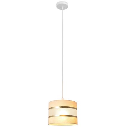 Lámpara colgante HELEN 1xE27/15W/230V diá. 20 cm color crema/dorado