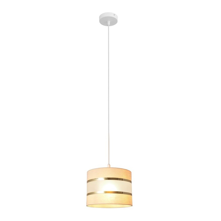 Lámpara colgante HELEN 1xE27/15W/230V diá. 20 cm color crema/dorado