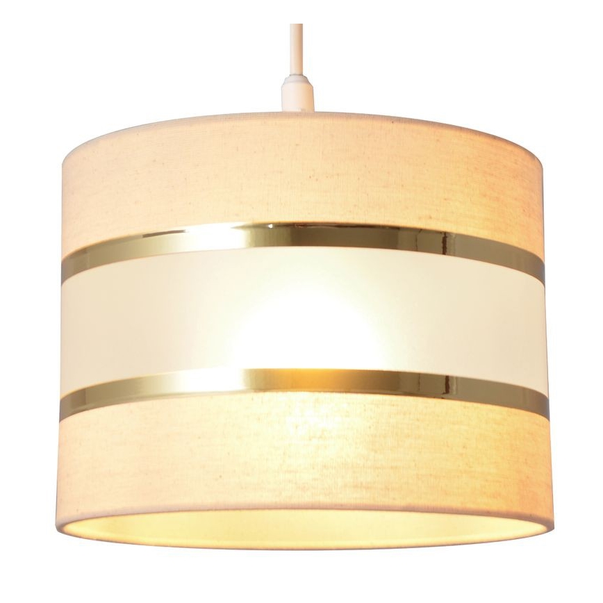 Lámpara colgante HELEN 1xE27/15W/230V diá. 20 cm color crema/dorado