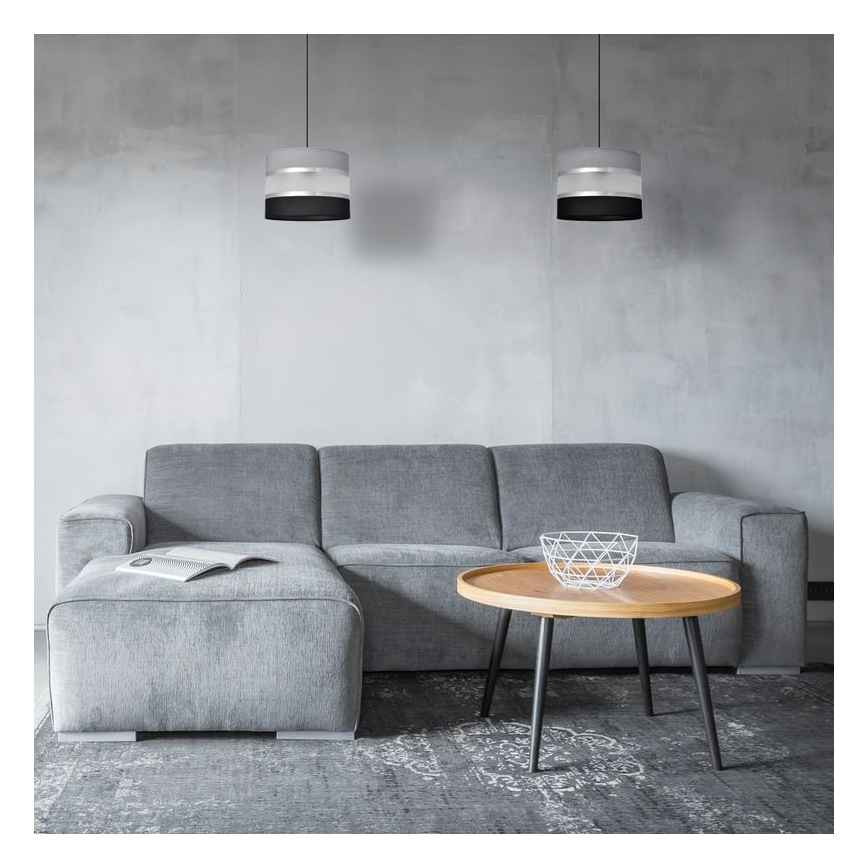 Lámpara colgante HELEN 1xE27/15W/230V diá. 20 cm negro/gris/plata