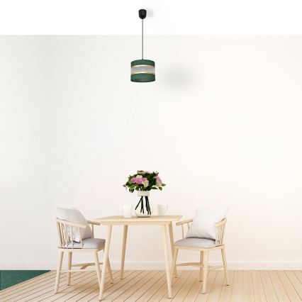 Lámpara colgante HELEN 1xE27/15W/230V diá. 20 cm verde/dorado
