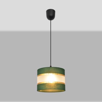 Lámpara colgante HELEN 1xE27/15W/230V diá. 20 cm verde/dorado