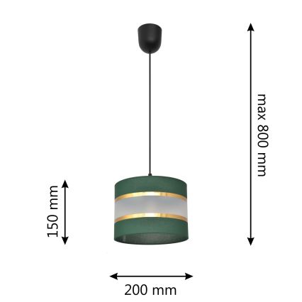Lámpara colgante HELEN 1xE27/15W/230V diá. 20 cm verde/dorado