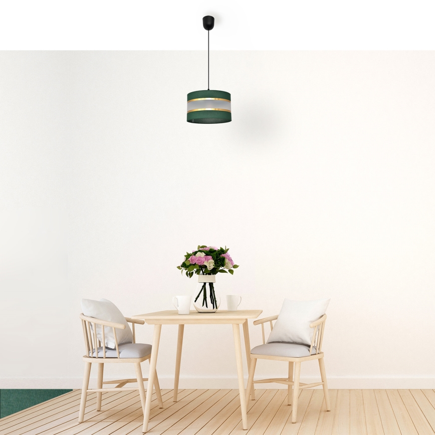 Lámpara colgante HELEN 1xE27/15W/230V diá. 25 cm verde/dorado