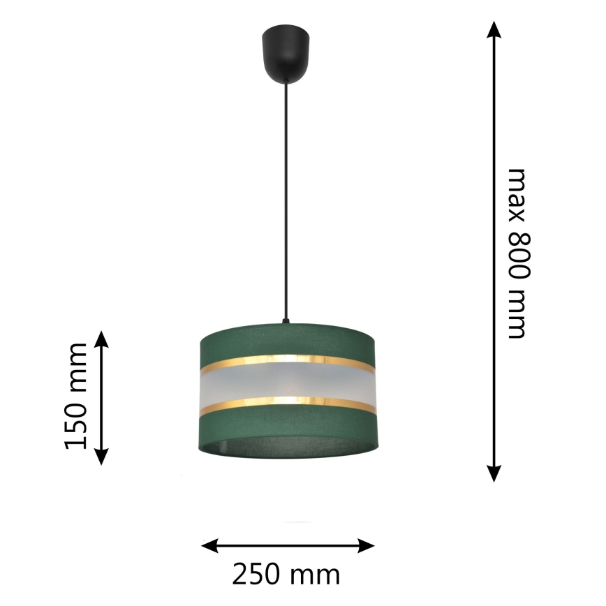 Lámpara colgante HELEN 1xE27/15W/230V diá. 25 cm verde/dorado