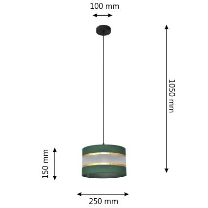 Lámpara colgante HELEN 1xE27/15W/230V diá. 25 cm verde/dorado