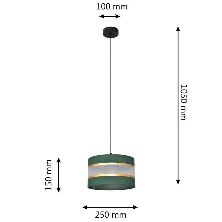 Lámpara colgante HELEN 1xE27/15W/230V diá. 25 cm verde/dorado