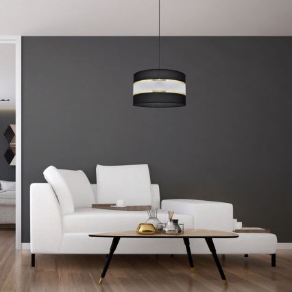 Lámpara colgante HELEN 1xE27/15W/230V diá. 35 cm negro/dorado