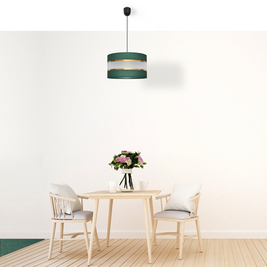 Lámpara colgante HELEN 1xE27/15W/230V diá. 35 cm verde/dorado