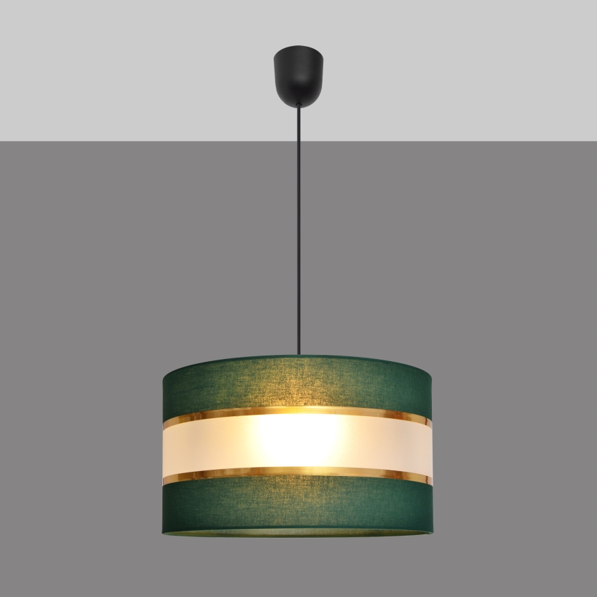 Lámpara colgante HELEN 1xE27/15W/230V diá. 35 cm verde/dorado