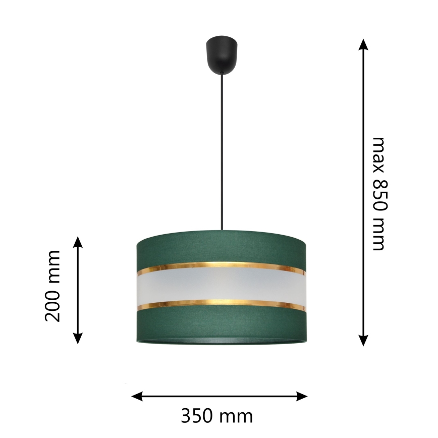 Lámpara colgante HELEN 1xE27/15W/230V diá. 35 cm verde/dorado