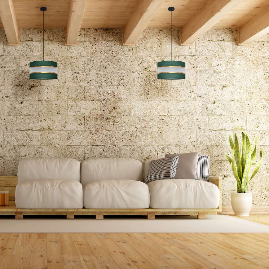 Lámpara colgante HELEN 1xE27/15W/230V diá. 35 cm verde/dorado