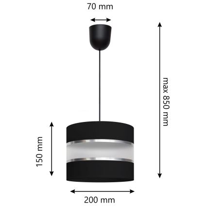 Lámpara colgante HELEN 1xE27/15W/230V negro