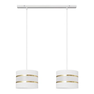 Lámpara colgante HELEN 2xE27/15W/230V blanco/dorado