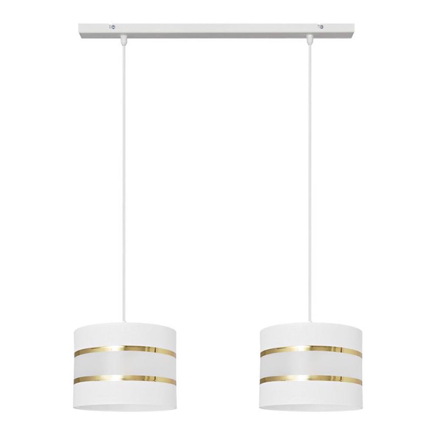 Lámpara colgante HELEN 2xE27/15W/230V blanco/dorado