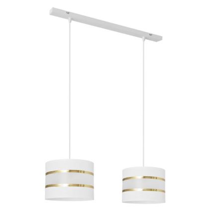 Lámpara colgante HELEN 2xE27/15W/230V blanco/dorado
