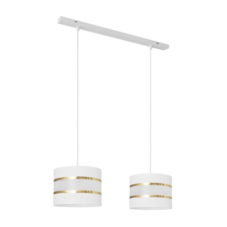 Lámpara colgante HELEN 2xE27/15W/230V blanco/dorado