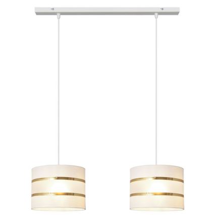 Lámpara colgante HELEN 2xE27/15W/230V blanco/dorado