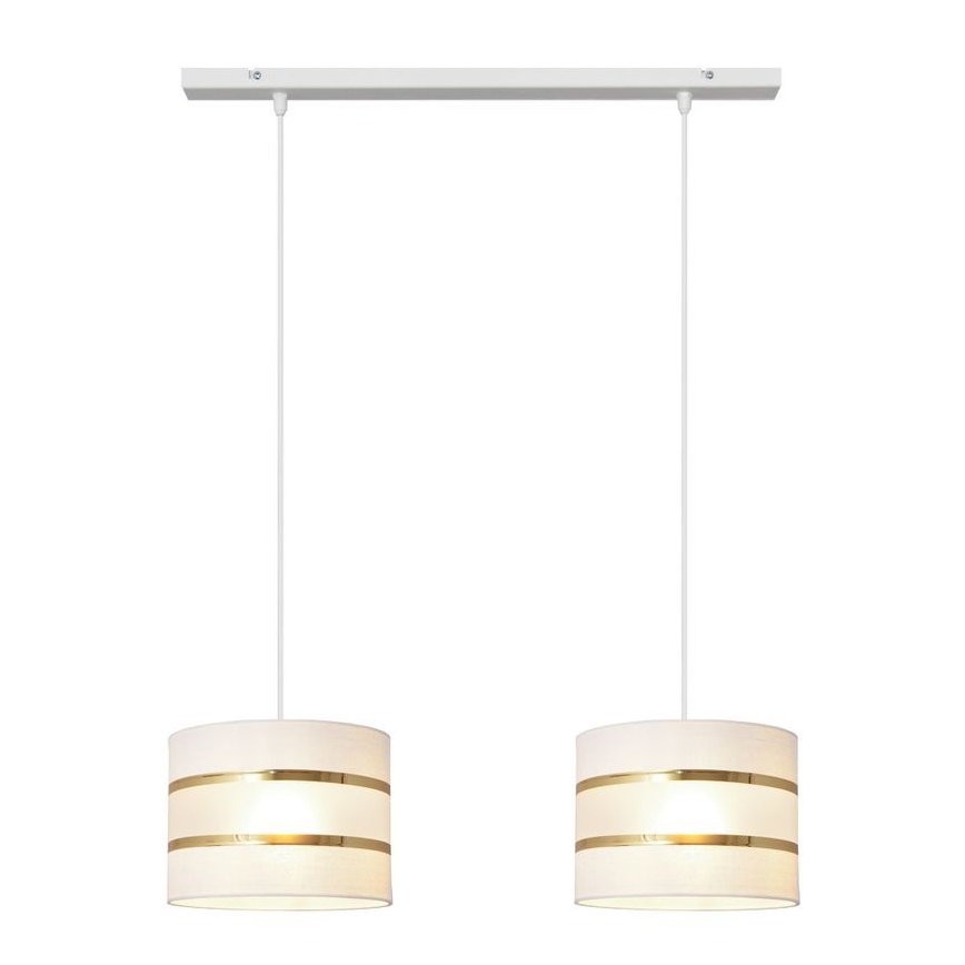 Lámpara colgante HELEN 2xE27/15W/230V blanco/dorado
