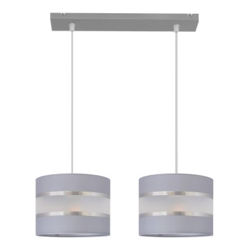 Lámpara colgante HELEN 2xE27/15W/230V gris/plata