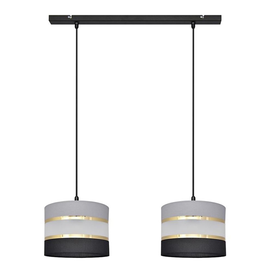 Lámpara colgante HELEN 2xE27/15W/230V negro/gris/dorado