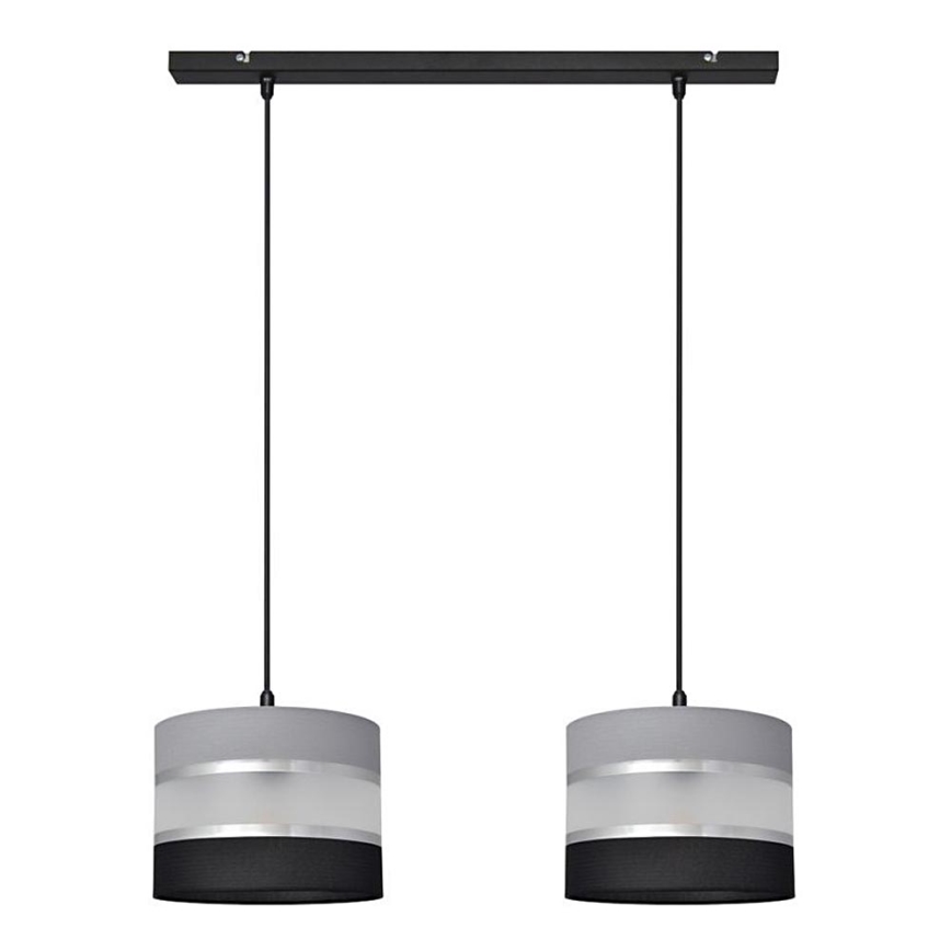 Lámpara colgante HELEN 2xE27/15W/230V negro/gris/plata
