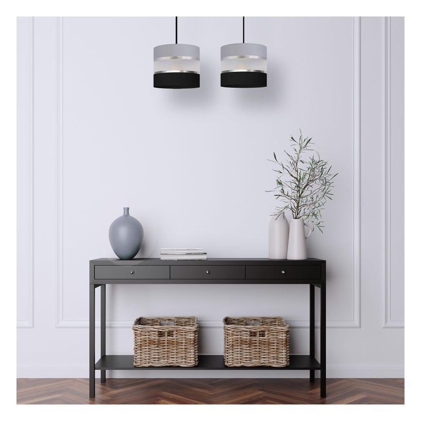 Lámpara colgante HELEN 2xE27/15W/230V negro/gris/plata