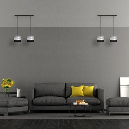 Lámpara colgante HELEN 2xE27/15W/230V negro/gris/plata