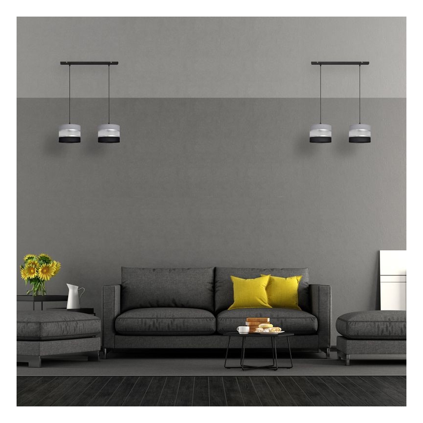 Lámpara colgante HELEN 2xE27/15W/230V negro/gris/plata