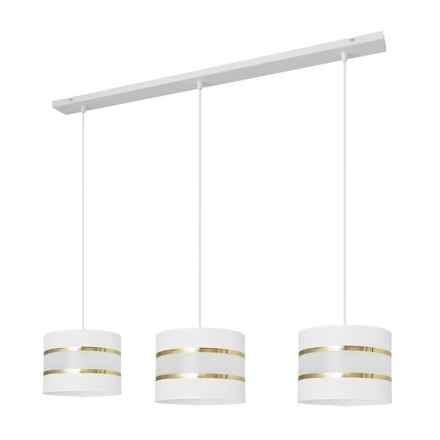 Lámpara colgante HELEN 3xE27/15W/230V blanco/dorado