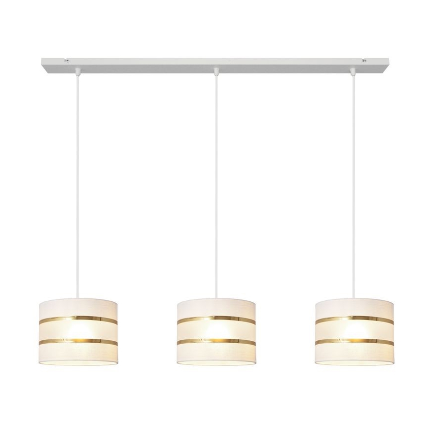 Lámpara colgante HELEN 3xE27/15W/230V blanco/dorado