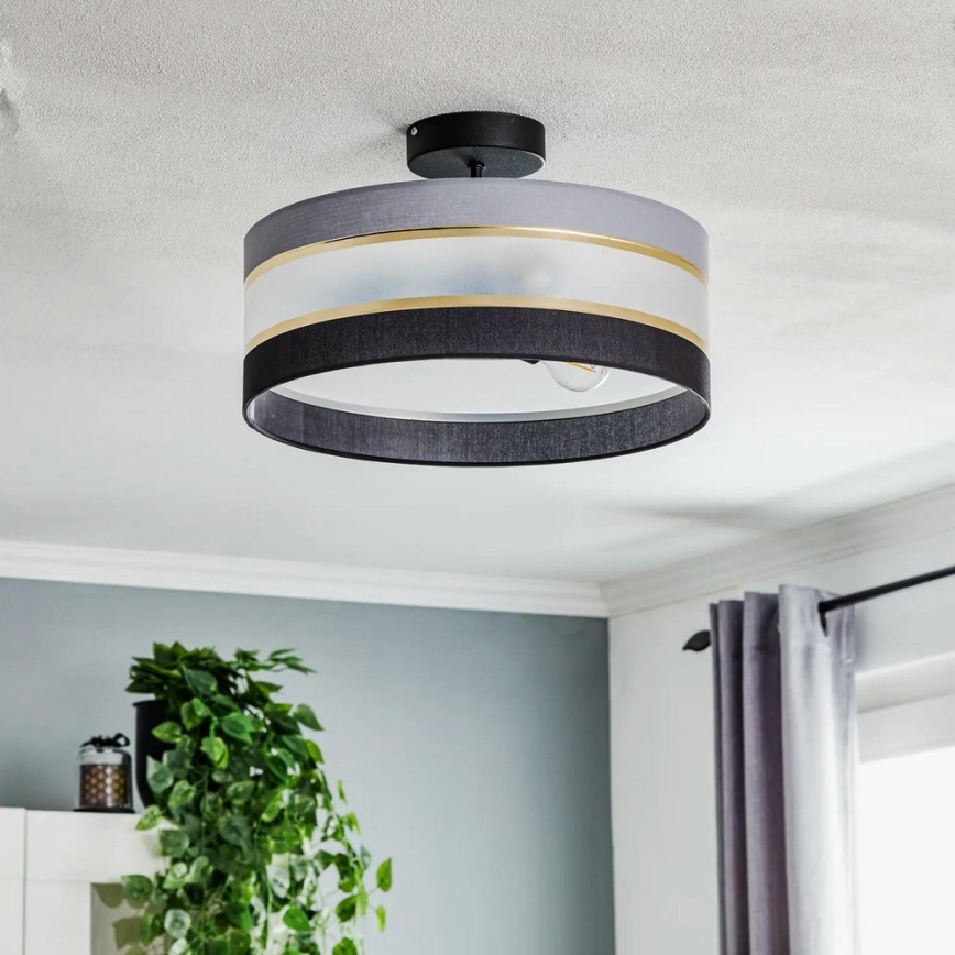 Lámpara colgante HELEN 3xE27/15W/230V negro/gris/dorado