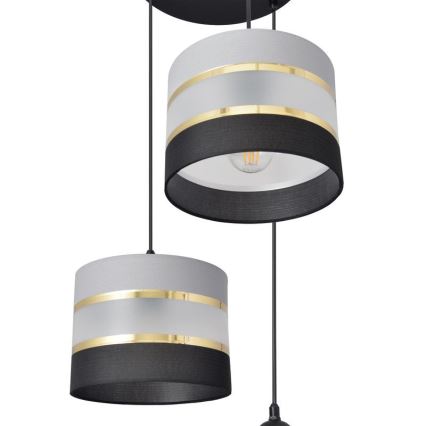 Lámpara colgante HELEN 3xE27/15W/230V negro/gris/dorado