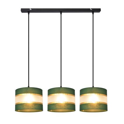 Lámpara colgante HELEN 3xE27/15W/230V verde/dorado
