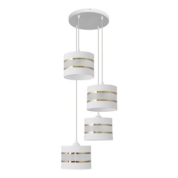 Lámpara colgante HELEN 4xE27/15W/230V blanco/dorado
