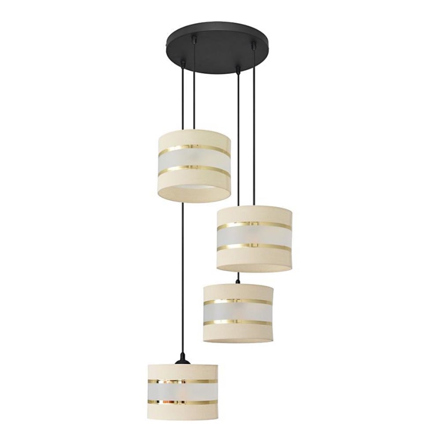 Lámpara colgante HELEN 4xE27/15W/230V color crema/negro/dorado