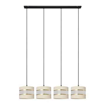 Lámpara colgante HELEN 4xE27/15W/230V color crema/negro/dorado