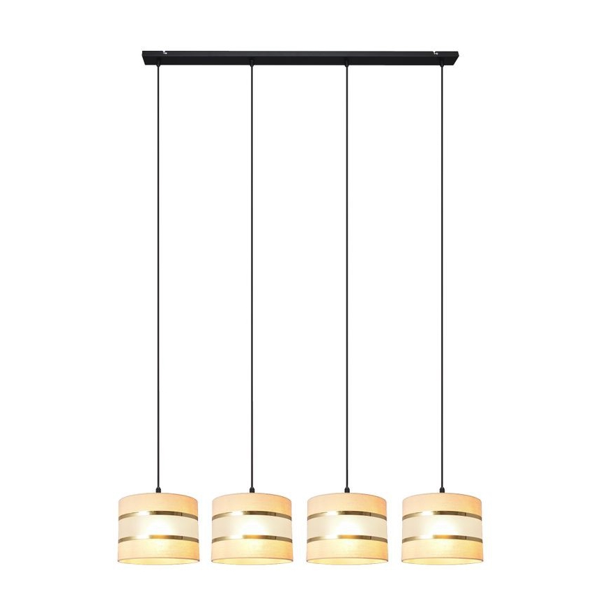 Lámpara colgante HELEN 4xE27/15W/230V color crema/negro/dorado